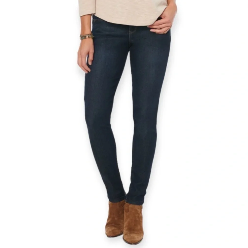 Democracy 6 Skinny Jeans Dark Indigo Blue Stretch Womens Mid Rise Ab Technology